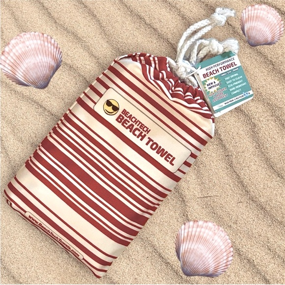 ❣️BeachTech High Performance Red Stripe Beach Towel❣️ ~large 30"x"60 - Picture 7 of 16